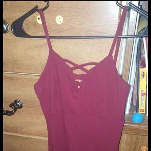 Burgundy midi dress